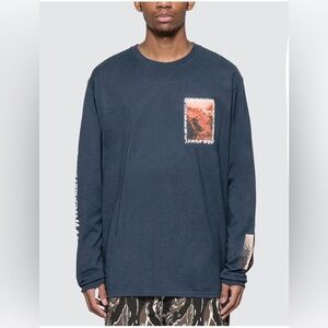 Stussy Great Outdoors Long Sleeve T-shirt - navy - size L